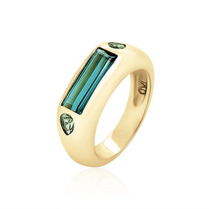 Elongated Tourmaline & Unheated Sapphire Stacking Ring