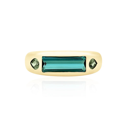 Elongated Tourmaline & Unheated Sapphire Stacking Ring