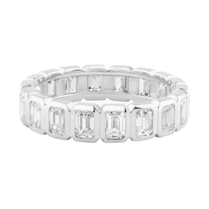 Emerald Cut Diamond Boss Bezel Set Eternity Band Ring