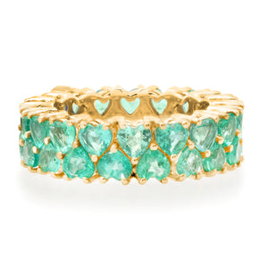 Emerald Empress Stacked Hearts Eternity Band Ring