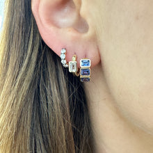 Emerald Cut Diamond Bezel Huggie Earrings