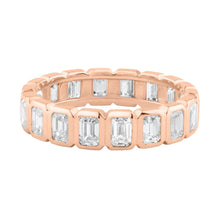 Emerald Cut Diamond Boss Bezel Set Eternity Band Ring