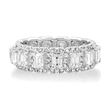 Emerald Cut Diamond Eternity Band with Pave Frame