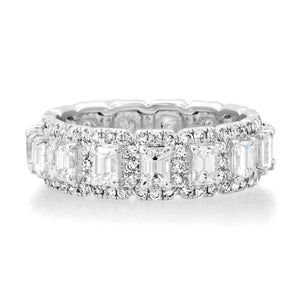 Emerald Cut Diamond Eternity Band with Pave Frame