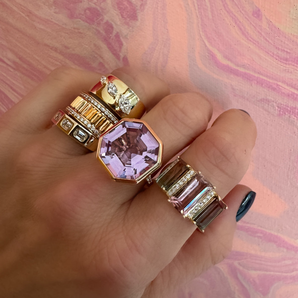 Emerald Cut Diamond Gold Band Ring