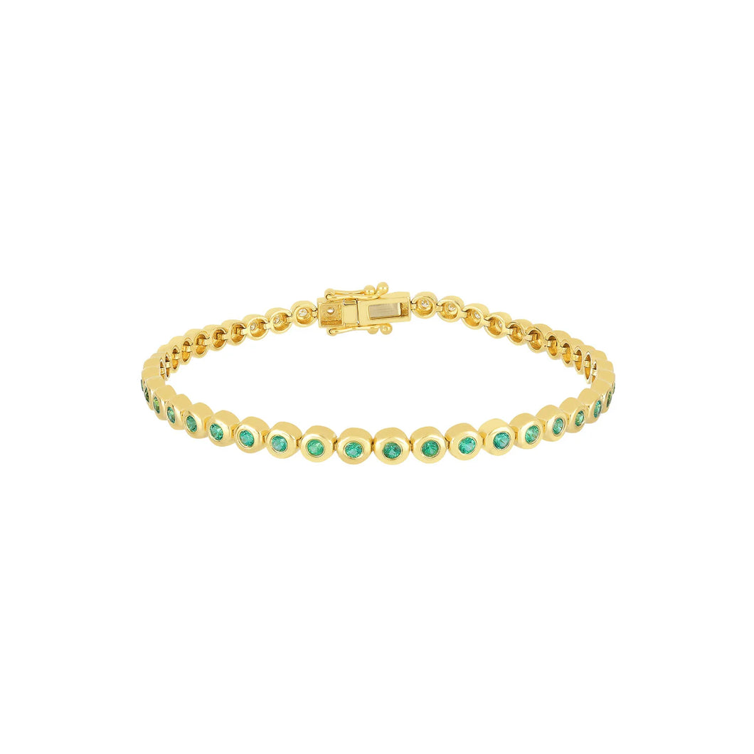 Emerald & Diamond Pillow Bezel Set Eternity Bracelet