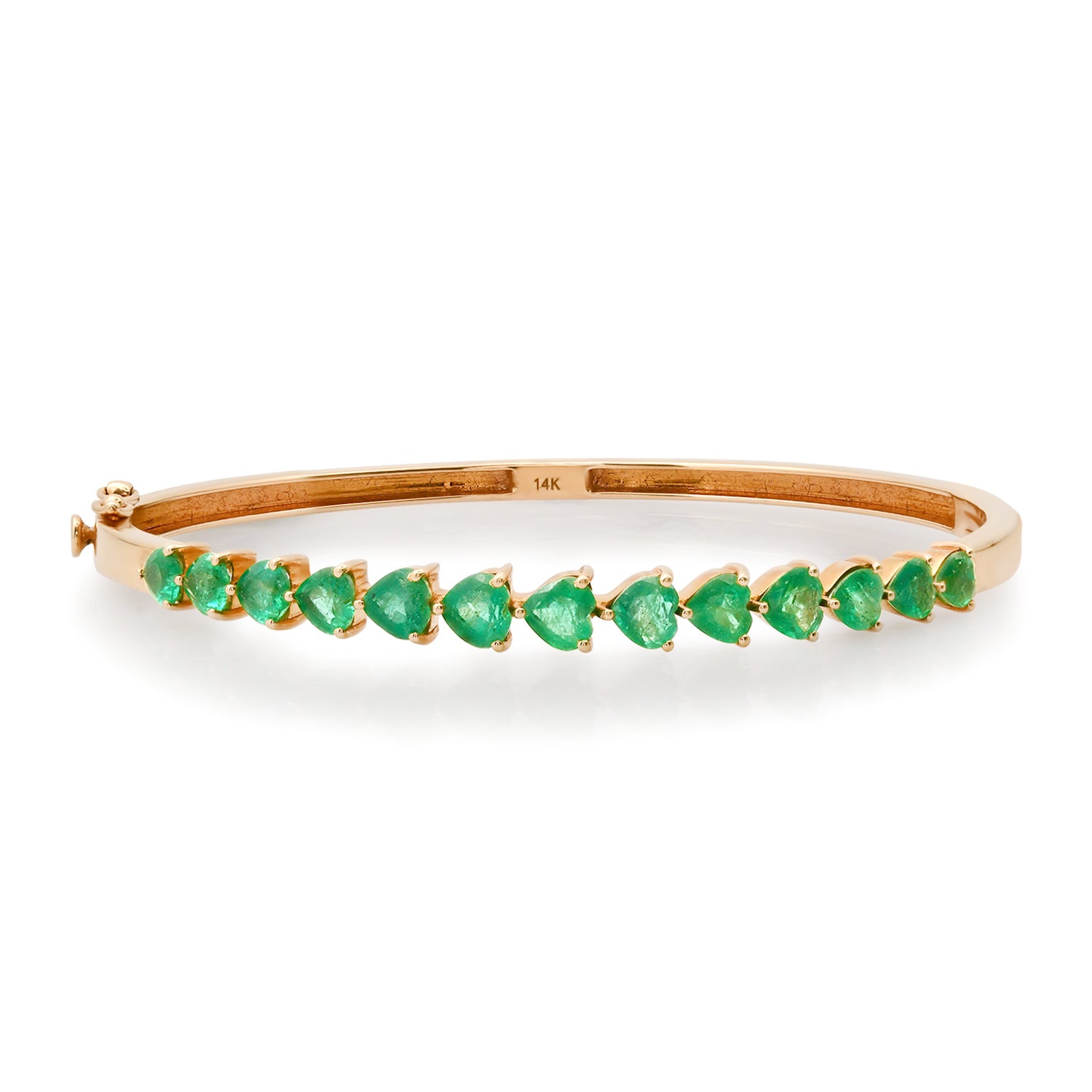 Emerald Hearts Half Eternity Bangle Bracelet