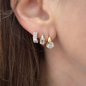 Essential Prong Set Baguette Diamond Huggie Earrings