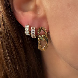 Essential Prong Set Baguette Diamond Huggie Earrings