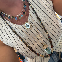 Faceted Black Opal Necklace with Hexagon Gold Beads & Pave Rondelles