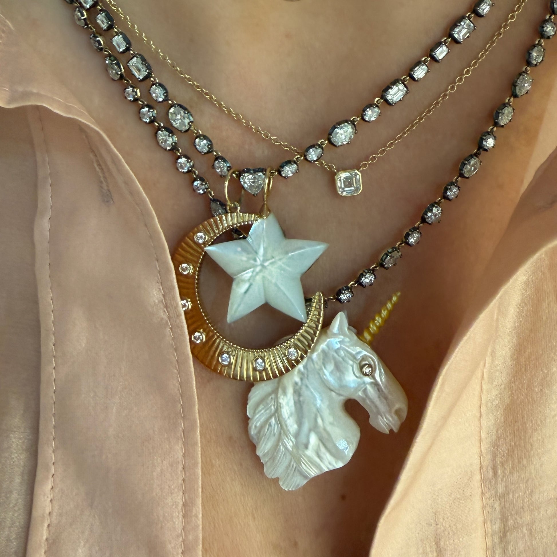 Beveled Luminescent Mother of Pearl & Abalone Star Charm