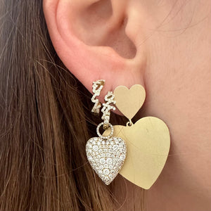 Puffy Diamond Pave Heart Earring Charms