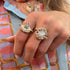 Bejeweled Evil Eye Turquoise & Emerald Flip Ring