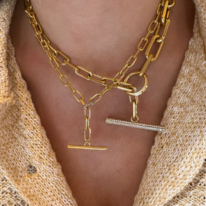 Saxon Gold & Diamond Graduated Link Chain Toggle Necklace