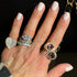 Pear Pink Tourmaline or Emerald Bypass Ring with Black Enamel