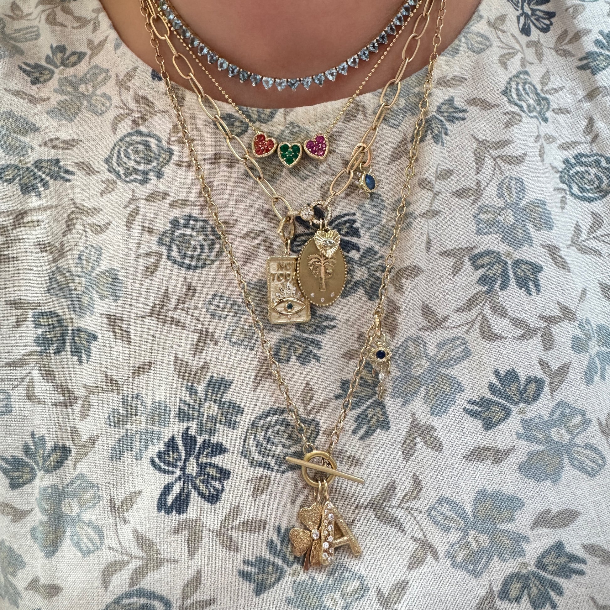 Toggle Charm Holder Lariat Chain Necklace