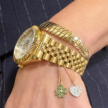 Diamond Heart Watch Charm Bracelet