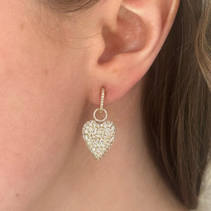 Puffy Diamond Pave Heart Earring Charms