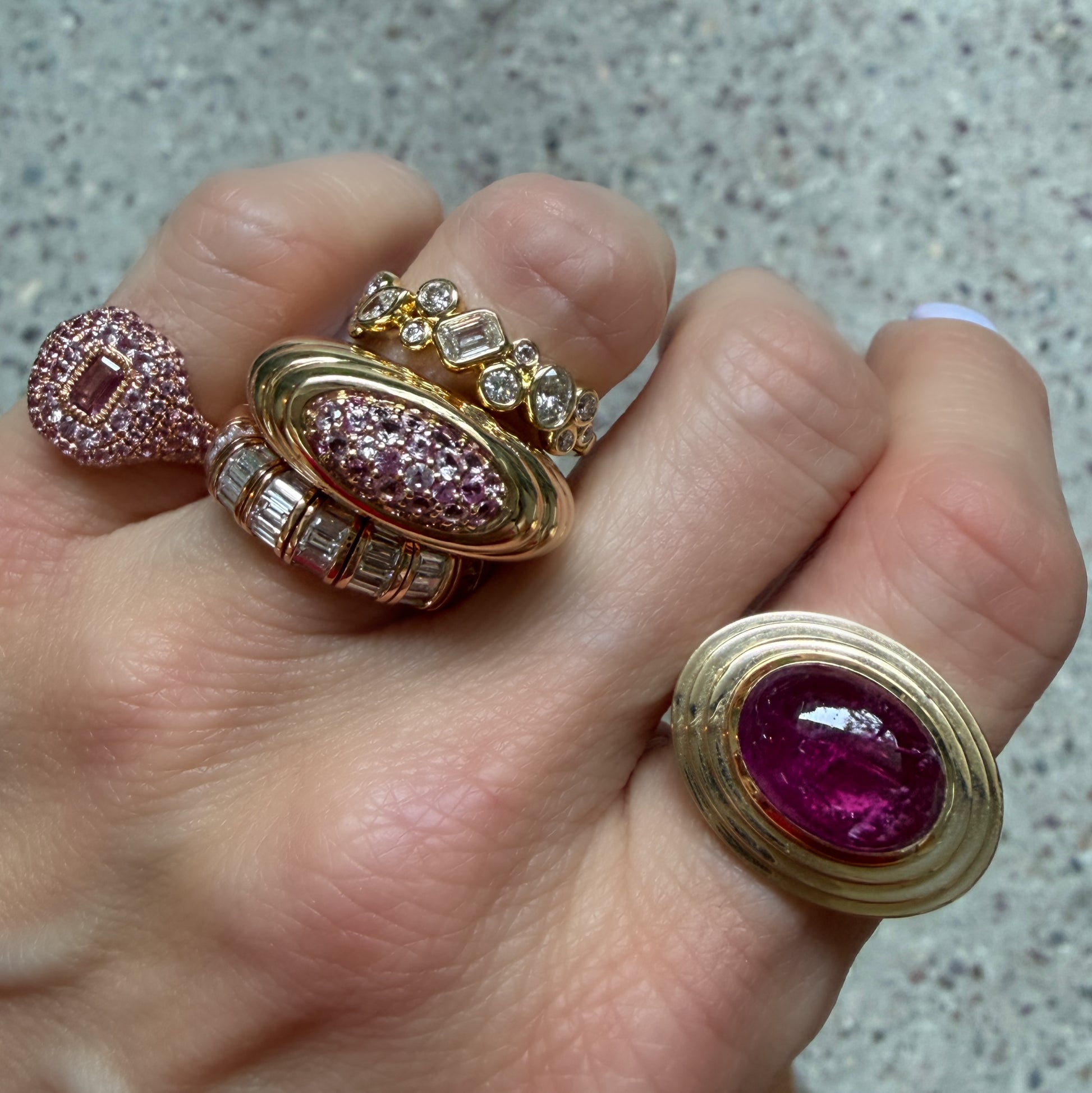 One of a Kind Pink or Green Tourmaline Orbit Ring