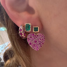 Emerald Cut Emerald & Pave Diamond Stud Earrings