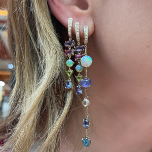 5 Stone Gemfetti Gemstone & Diamond Drop Earrings