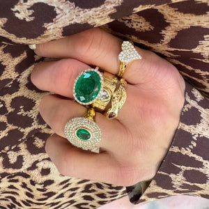 Emerald & Pave Diamond Cocktail Ring