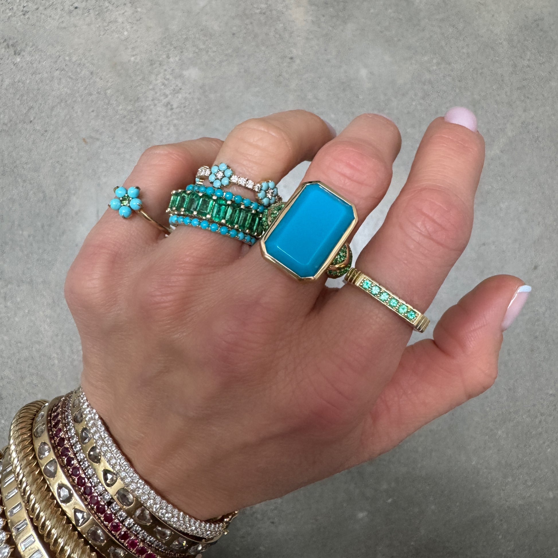 Spark Side Stone Etched Ring