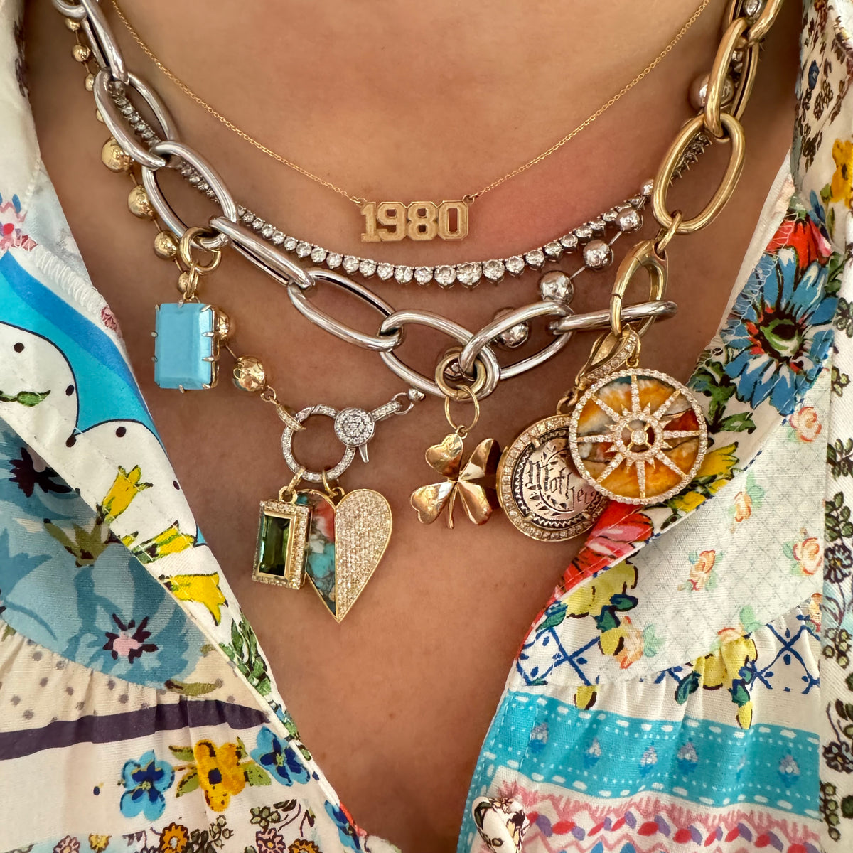 Silver Mother In Vines Token In 14k Gold & Diamond Bezel Frame ...