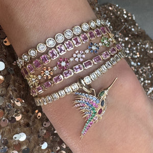 Large Double-Sided Spinel & Diamond Colibri Charm Pendant