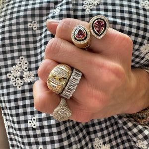 Full Sparkle Oval Pave Diamond Signet Ring