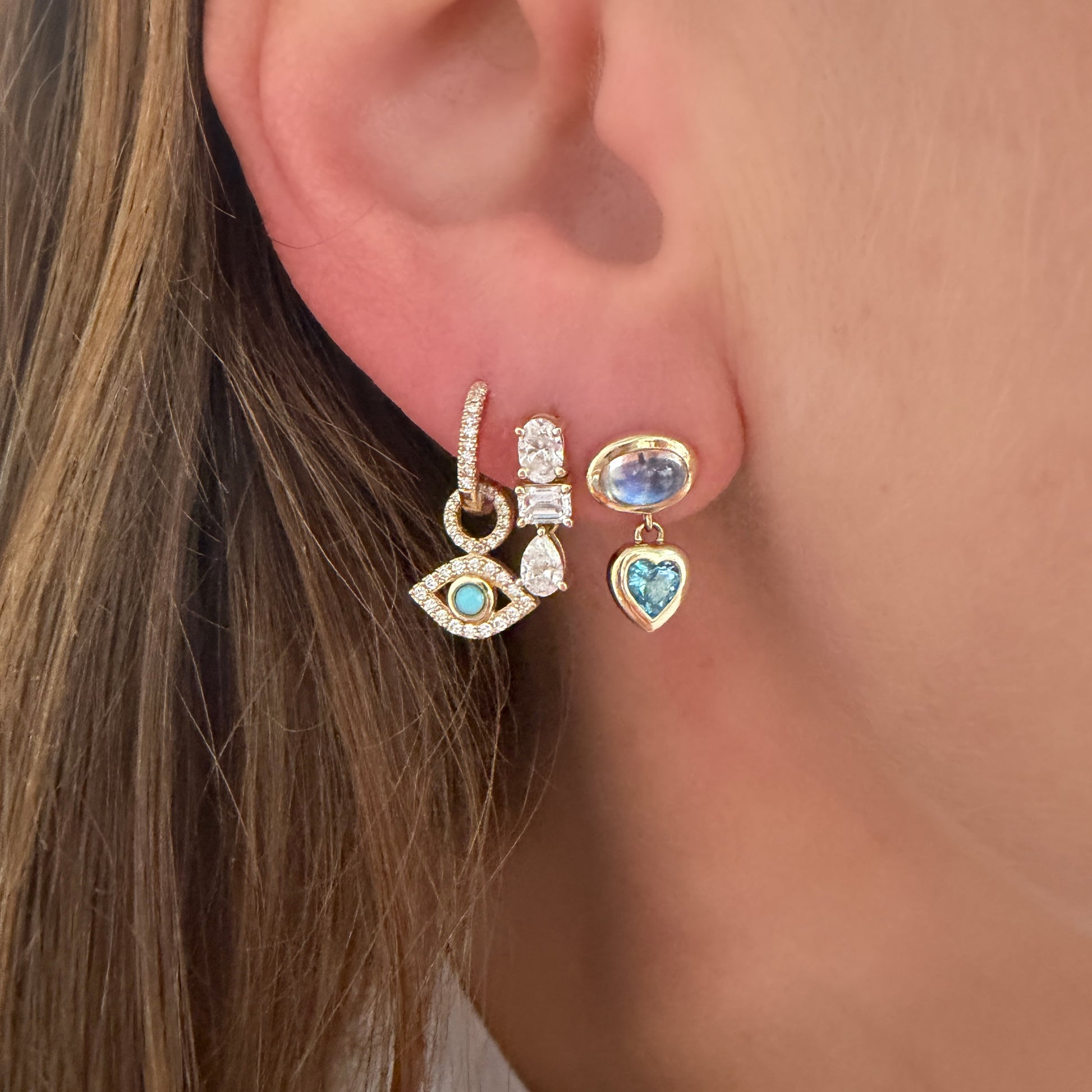 Moonstone & Blue Topaz Tassel Earrings
