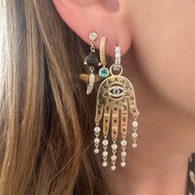 Fluted Emerald Drop Huggie Hoop Earrings