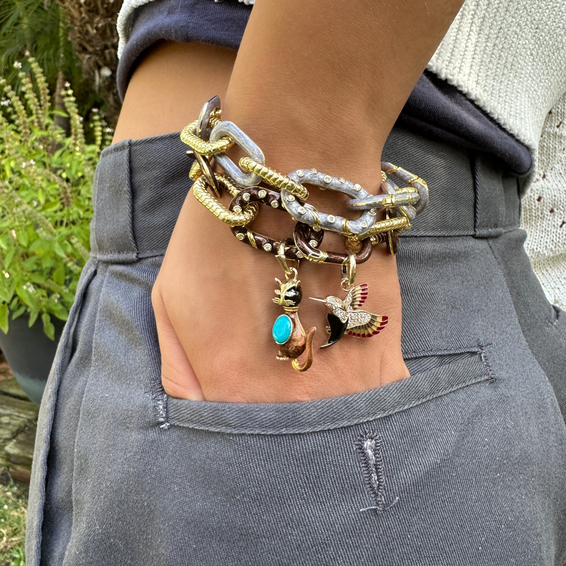 The Elizabeth Two Tone Enamel Chain Bracelet