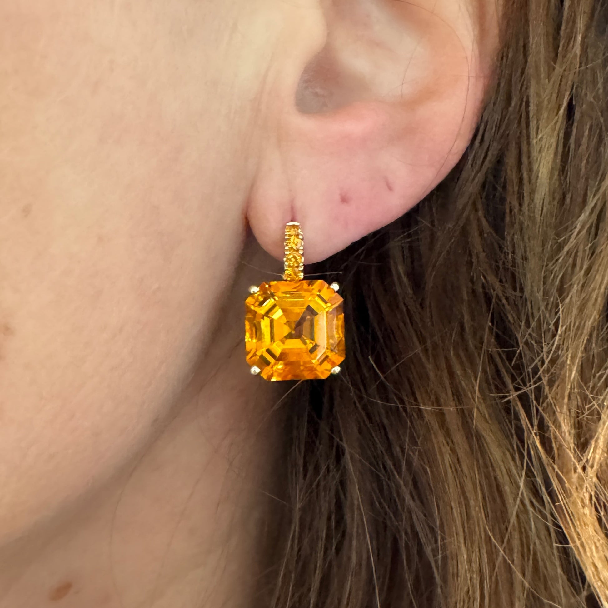 Color Candy Orange Citrine & Orange Sapphire Drop Earrings