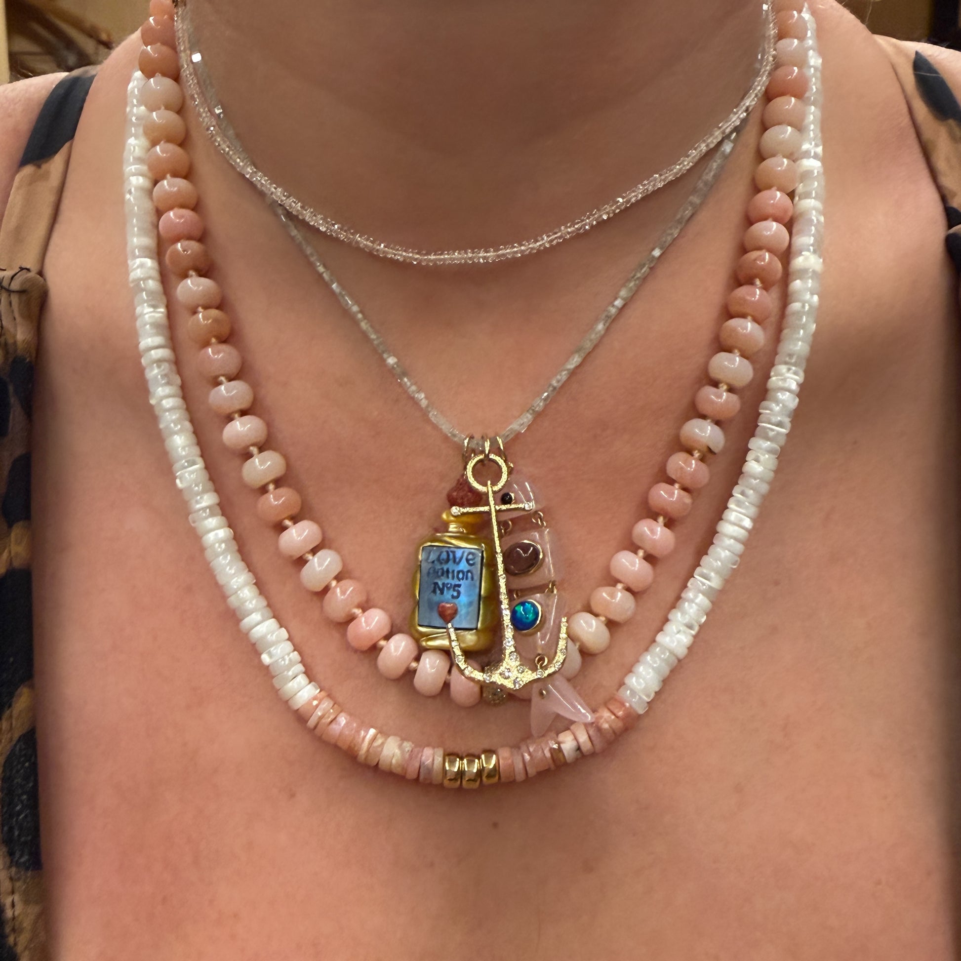Roselle Morganite Beaded Necklace