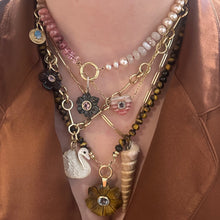 Rhodochrosite Heart with Grey Spinel on Oval Link Chain