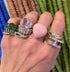 One of a Kind Three Stone Morganite & Diamond Ring
