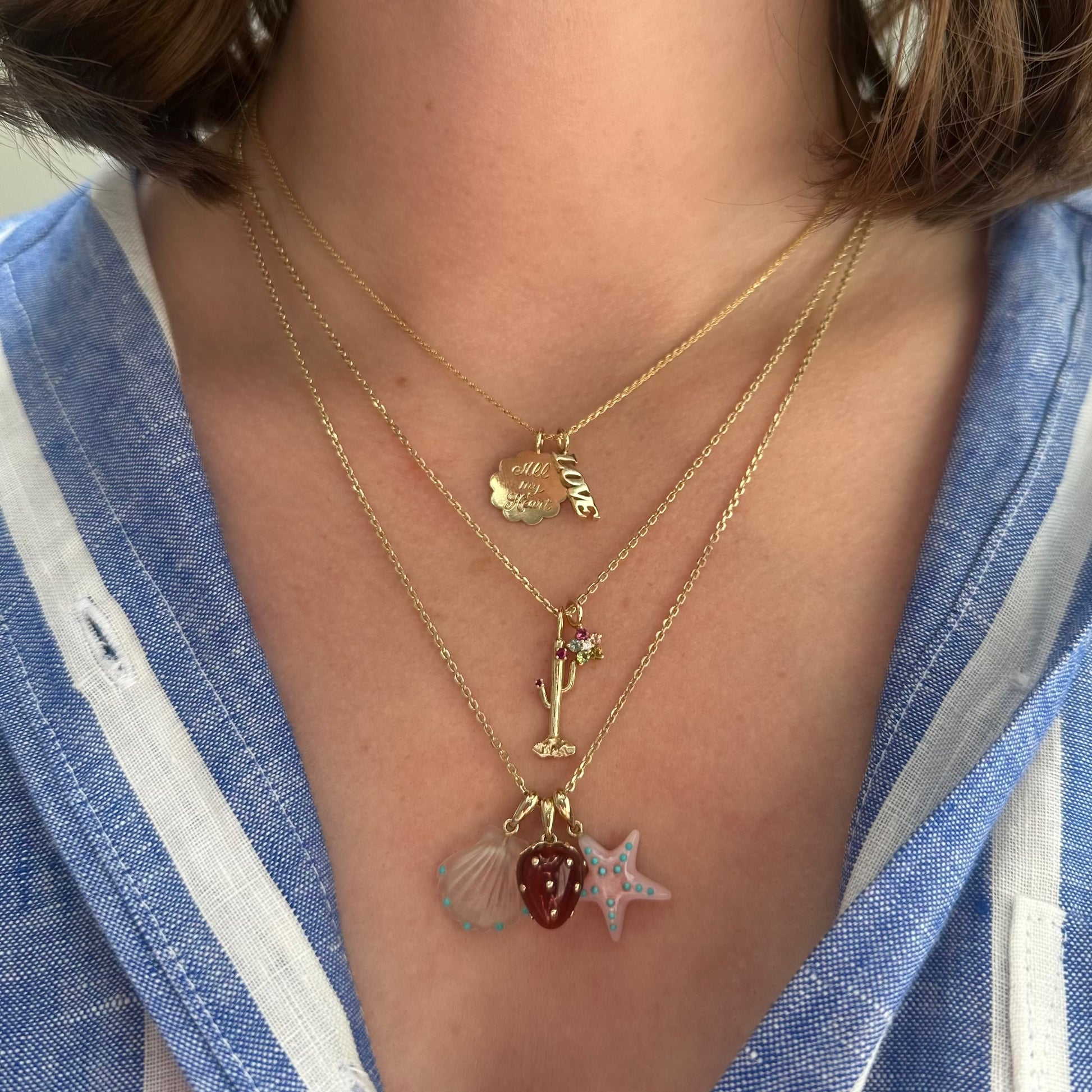 Petite Strawberry Agate Charm Necklace
