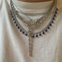 Diamond & Blue Sapphire Pear Drop Dangle Tennis Necklace