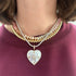 Mother of Pearl & Diamond Compass Heart Charm