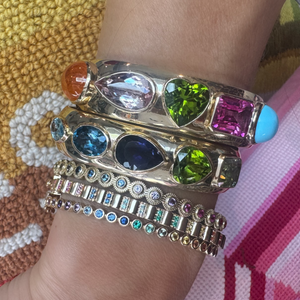 One of a Kind Rainbow Gemmy Cuff Bangle Bracelet