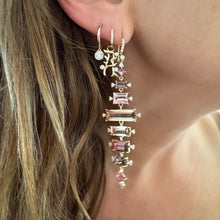 Textured Bezel Diamond Drop Huggie Hoop Earrings