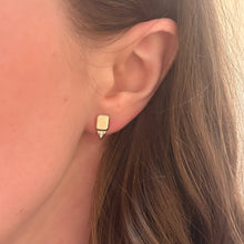 Engravable Pave Diamond Signet J Hoops