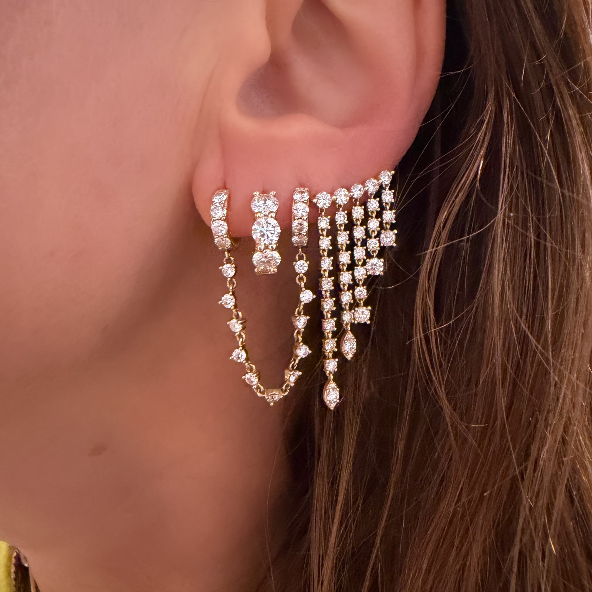 Graduated Cascading Diamond Drop Earrings