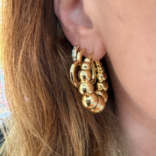 Graduated Puffy Gold Ball Hoop Earrings