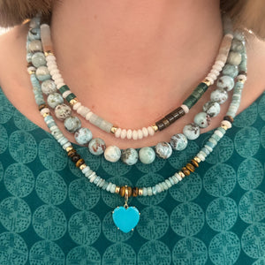 Large Mixed Turquoise Adjustable Beaded Necklace