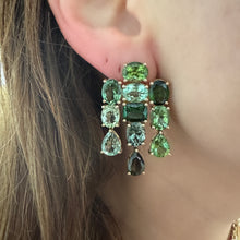 Statement Mixed Green Tourmaline Cluster Earrings