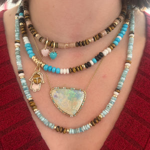 Pink Agate & Tigers Eye Beaded Adjustable Necklace