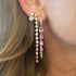 Lab Grown Pink Sapphire & Diamond Chain Wrap Huggie Hoop Earrings.