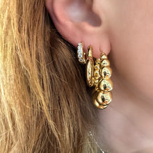 Graduated Puffy Gold Ball Hoop Earrings